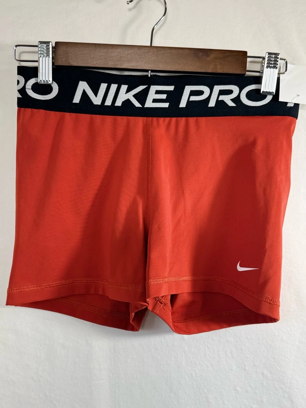Nike Pro Red Girls' Compression Shorts with Black Waistband